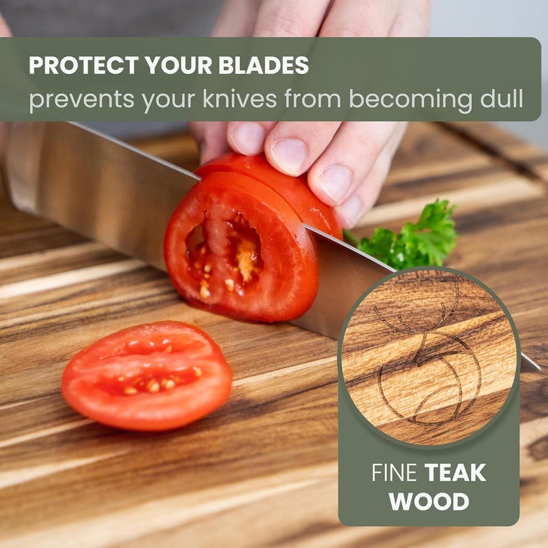 WALDWERK Large Teak Wood Cutting Board (18 x 14 x 1.2") - Solid Wood Cutting Board - Large Teak Wood Chopping Board - Wooden Butcher Block for Kitchen - Image 5